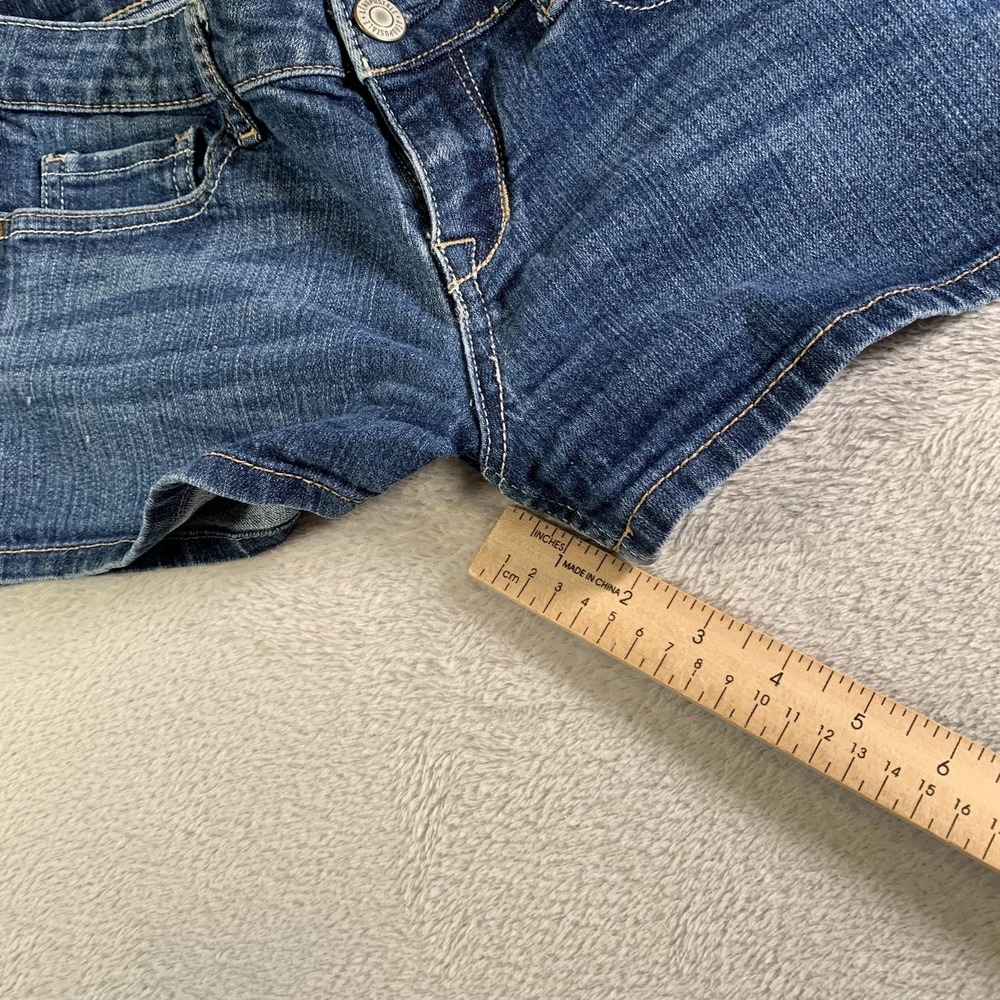 Aeropostale Shorts Juniors 9/10 Blue Denim Hot Pants Stretch Embroidered Casual - Picture 7 of 10